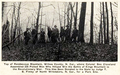 Postcard of men on top of Rendezvous Mountain, ca. 1920s. Item H.19XX.327.74 from the North Carolina Museum of History Collection.