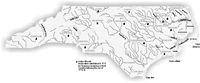 Principal American Indian tribes at the time of the Tuscarora War. (Tribes largely displaced by European settlement shown in parentheses.) Map by Mark Anderson Moore, courtesy North Carolina Office of Archives and History, Raleigh. (Click to view map.)